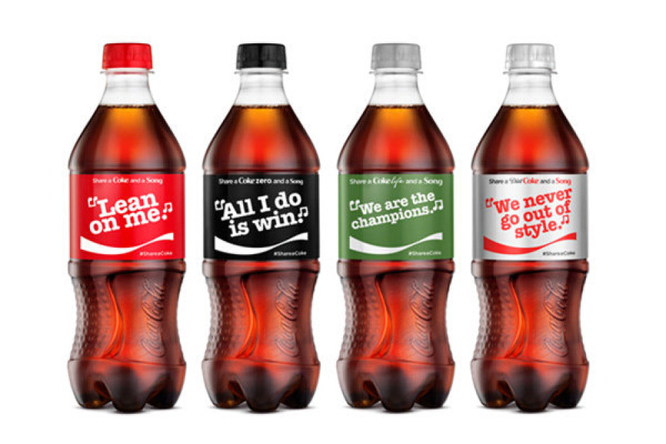 Des paroles de chansons sur les bouteilles de Coca-Cola
