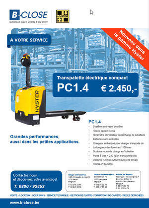 Transpalette électrique compact PC1.4  pour 2.450,- euro