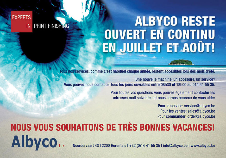 Albyco Belgium reste ouvert en continu en juillet & août !